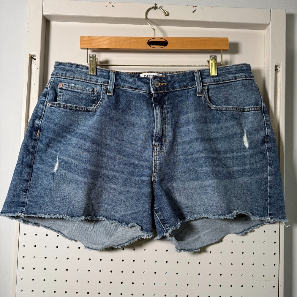 Denizen Levi's Denim Shorts Women's Blue‎ Distressed High-Rise Frayed - 18